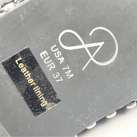 ADRIANNA PAPELL Black Leather Lined Embossed Studded Pointy Toe Flats, Size 7 - Picture 2 of 11